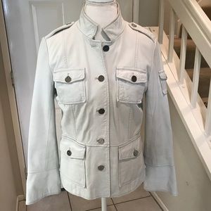 Tory Burch Sgt Pepper Style White Leather Jacket